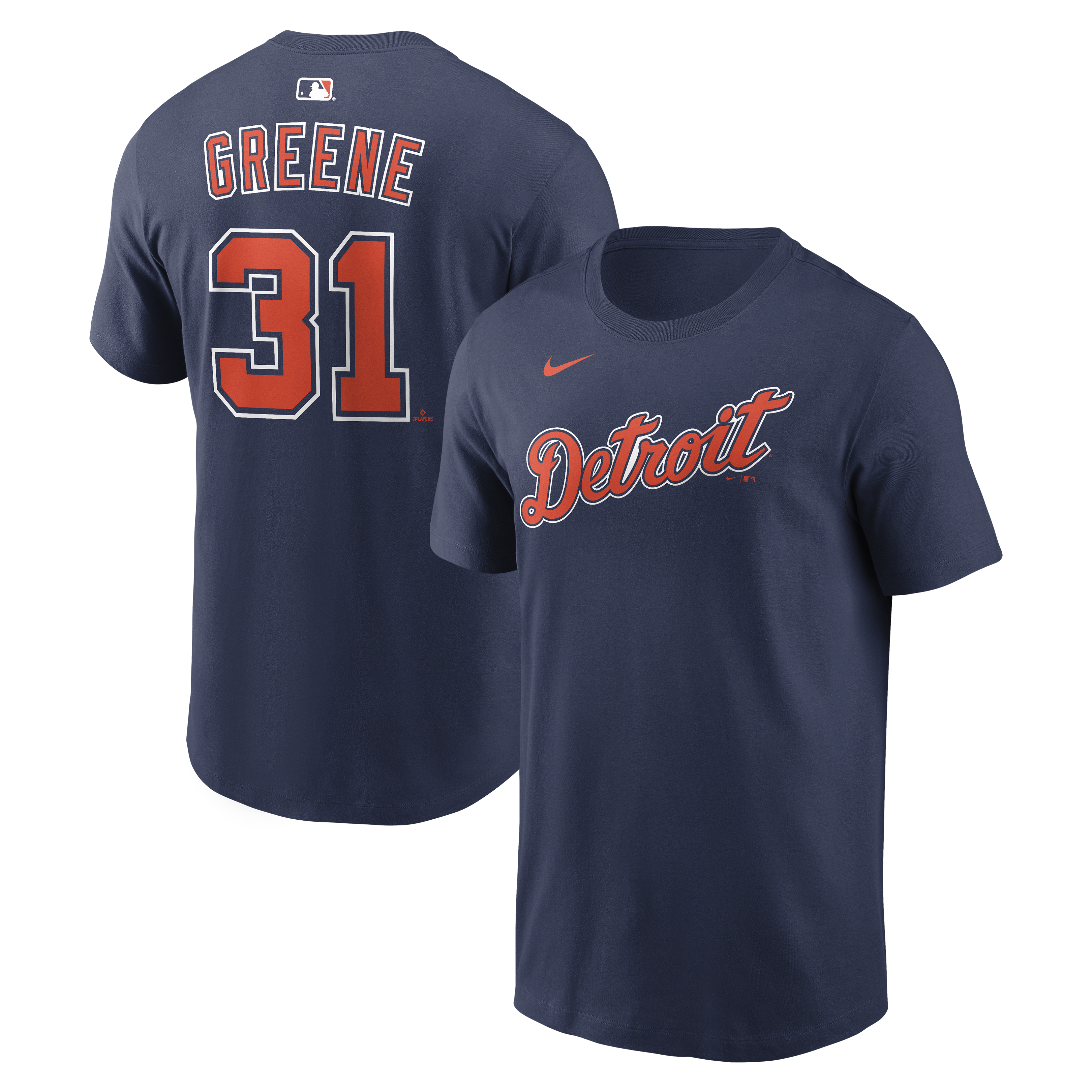 Name & Number T-Shirt Nike Riley Greene Navy Detroit Tigers Name & Number T-Shirt