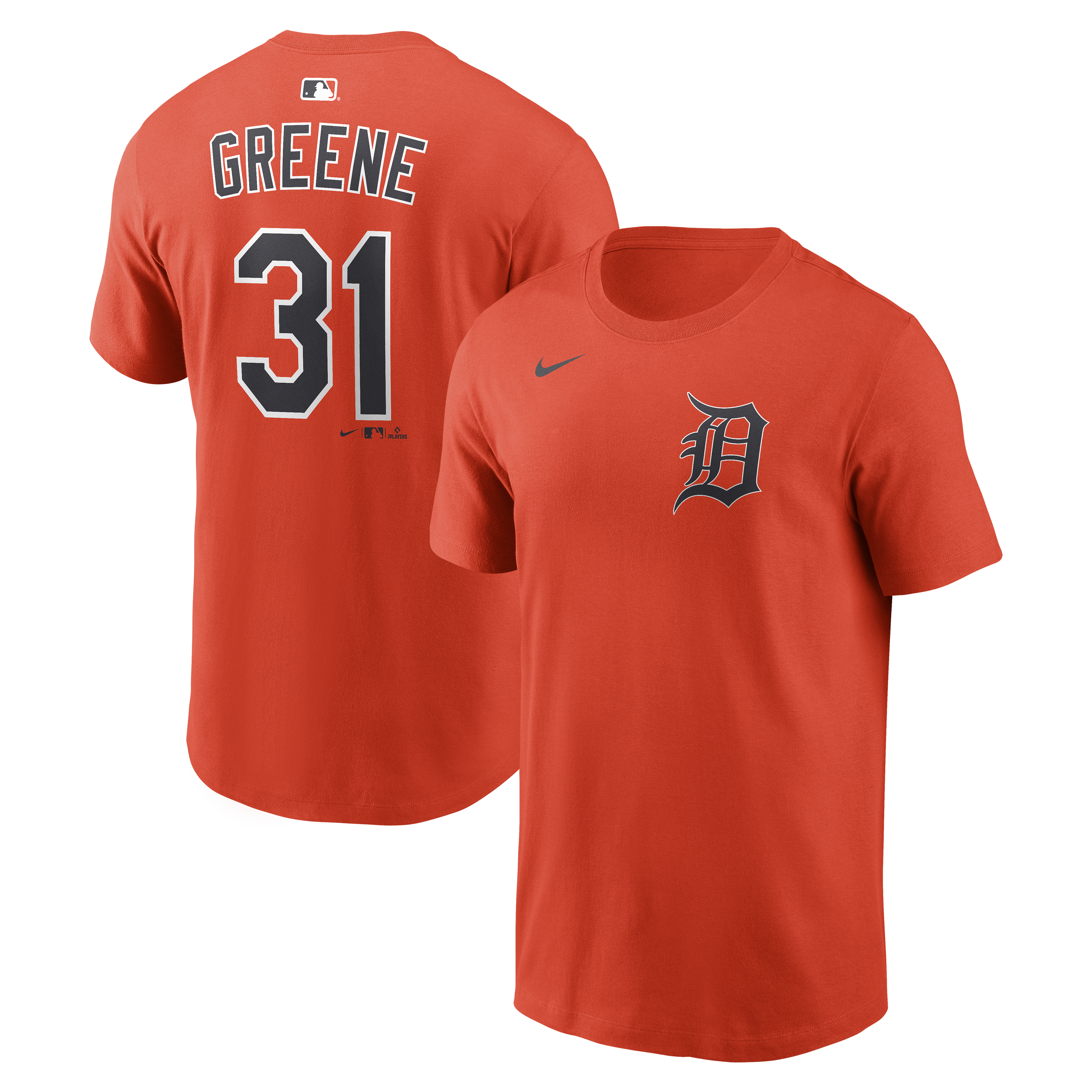 Men's Nike Riley Greene Orange Detroit Tigers Home Name & Number T-Shirt