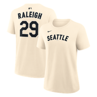 Women's Nike Cal Raleigh Natural Seattle Mariners Name & Number T-Shirt