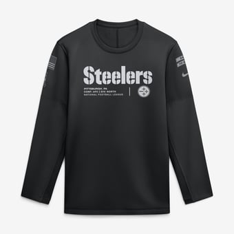 Men's Nike  Black Pittsburgh Steelers 2026 Salute to Service Sideline Coaches Crewneck Therma-FIT Sweatshirt