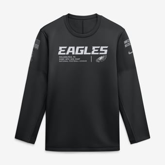 Men's Nike  Black Philadelphia Eagles 2026 Salute to Service Sideline Coaches Crewneck Therma-FIT Sweatshirt