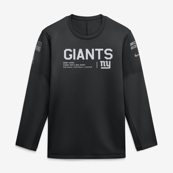 Men's Nike  Black New York Giants 2026 Salute to Service Sideline Coaches Crewneck Therma-FIT Sweatshirt