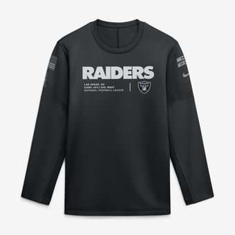 Men's Nike  Black Las Vegas Raiders 2026 Salute to Service Sideline Coaches Crewneck Therma-FIT Sweatshirt