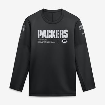 Men's Nike  Black Green Bay Packers 2026 Salute to Service Sideline Coaches Crewneck Therma-FIT Sweatshirt
