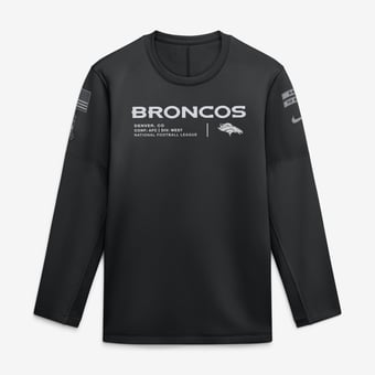 Men's Nike  Black Denver Broncos 2026 Salute to Service Sideline Coaches Crewneck Therma-FIT Sweatshirt