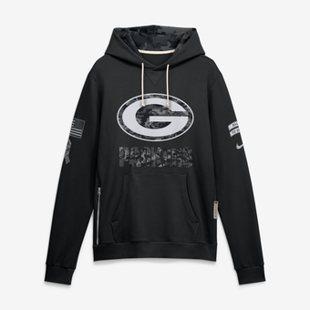 Men's Nike  Black Green Bay Packers 2026 Salute to Service Sideline Dri-FIT Pullover Hoodie