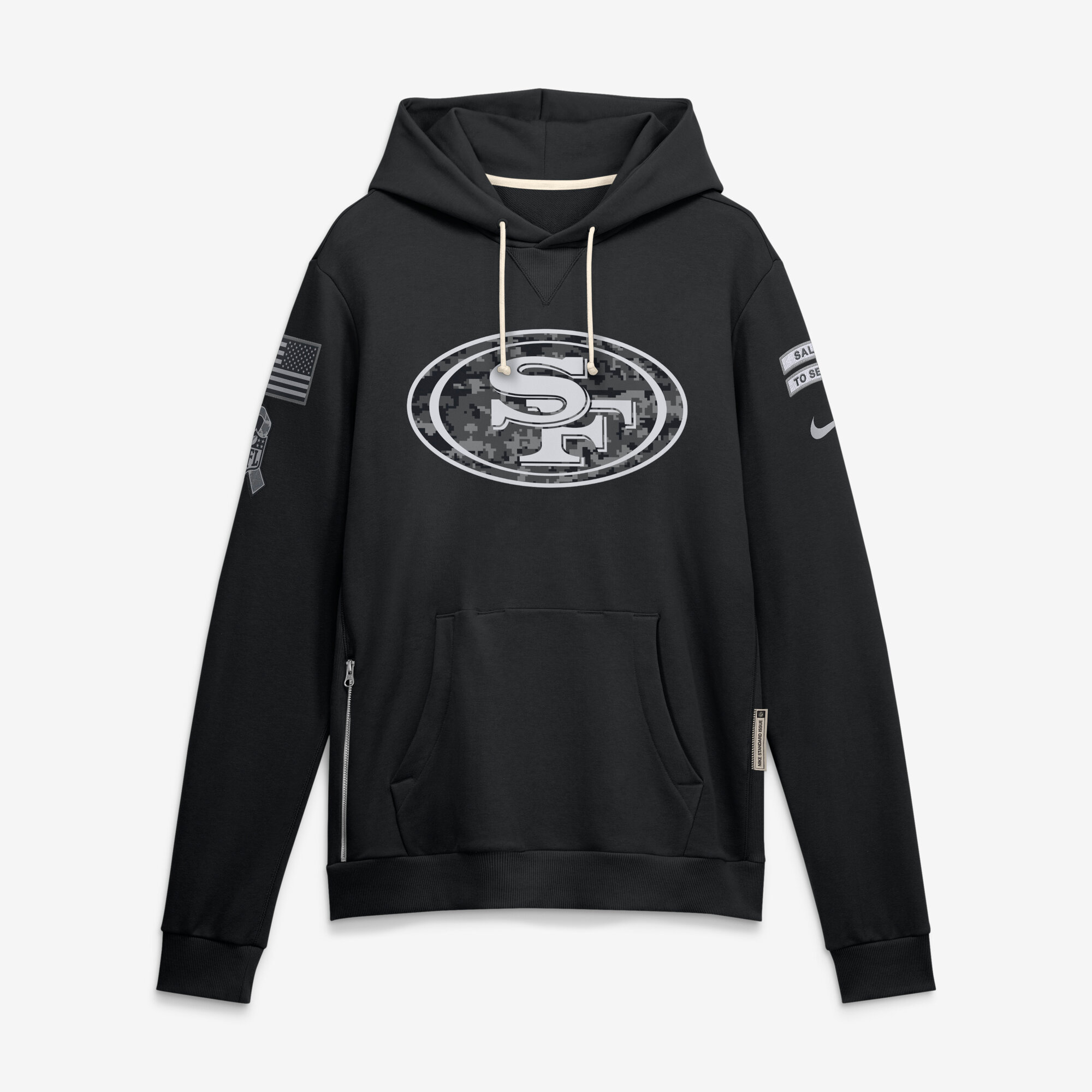 Men's Nike Black San Francisco 49ers 2026 Salute to Service Sideline Dri-FIT Pullover Hoodie
