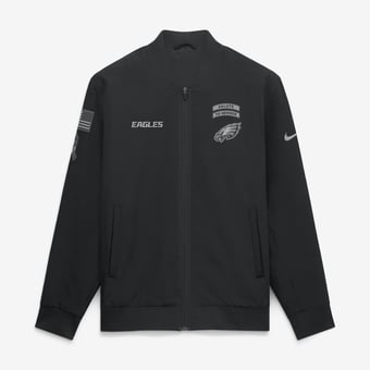 Men's Nike  Black Philadelphia Eagles 2026 Salute to Service Sideline Full-Zip Bomber Jacket