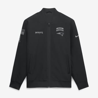 Men's Nike  Black New England Patriots 2026 Salute to Service Sideline Full-Zip Bomber Jacket