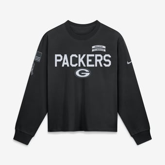 Women's Nike  Black Green Bay Packers 2026 Salute to Service Sideline Long Sleeve T-Shirt