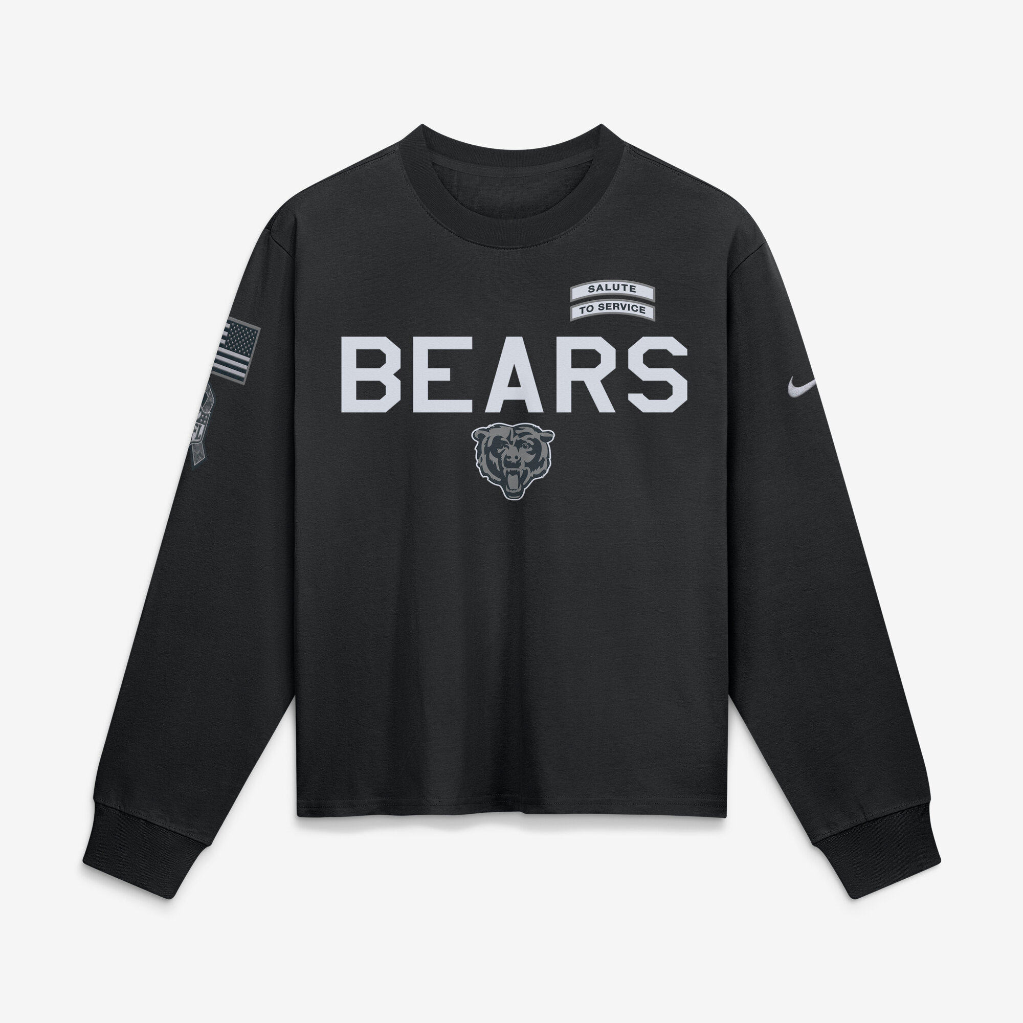 Women’s Nike Black Chicago Bears 2026 Salute to Service Sideline Long Sleeve T-Shirt