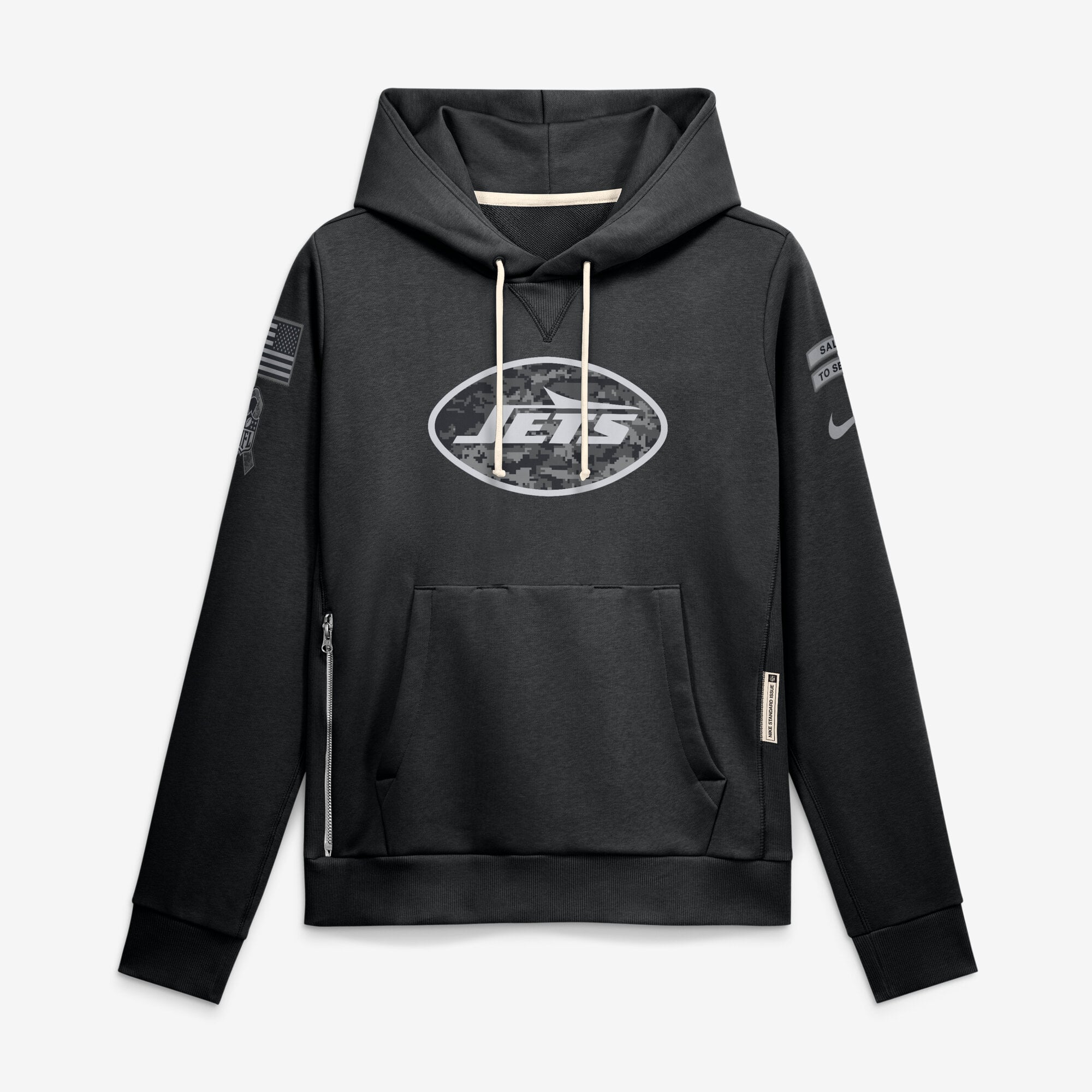 Women's Nike  Black New York Jets 2026 Salute to Service Sideline Dri-FIT Pullover Hoodie