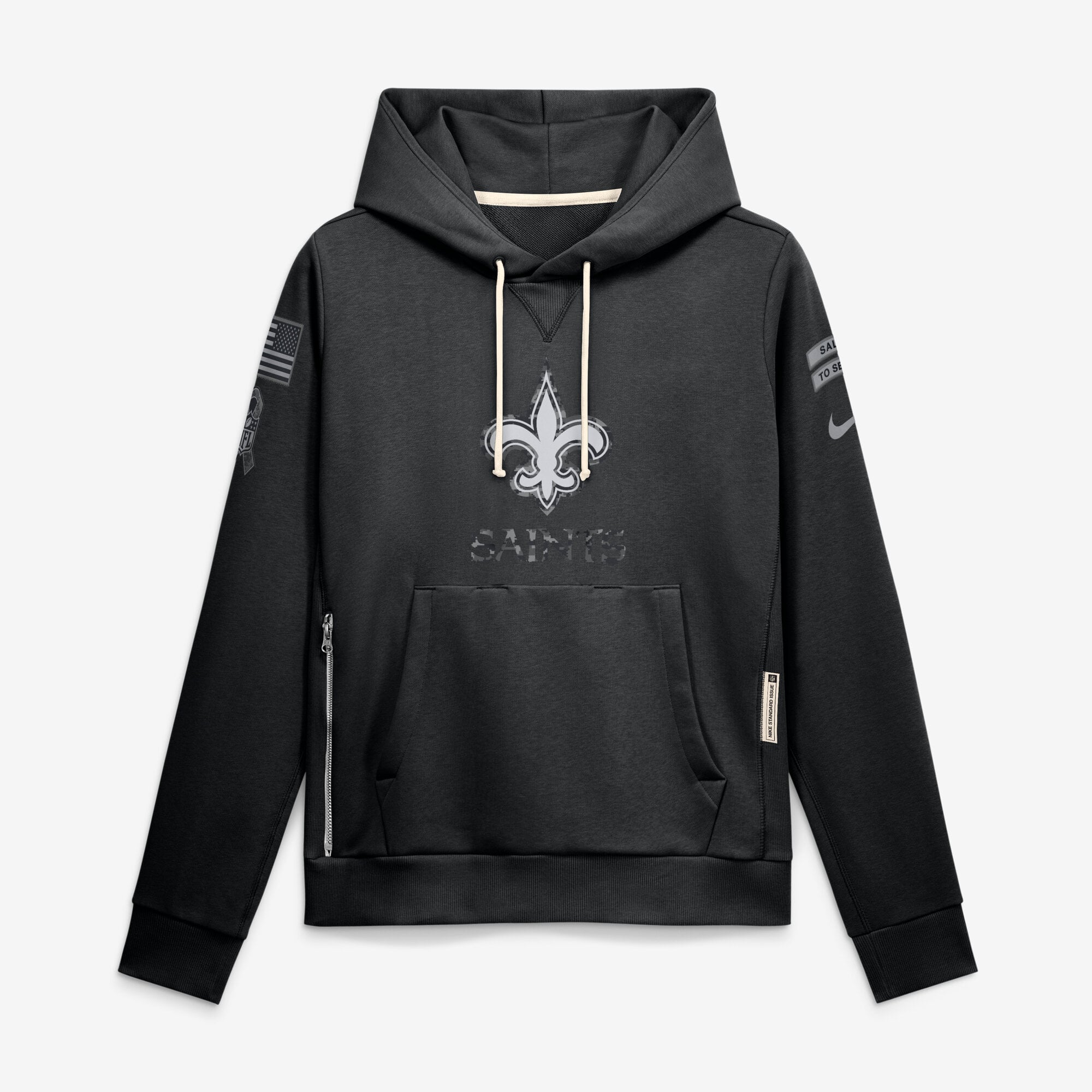 Women's Nike Black New Orleans Saints 2026 Salute to Service Sideline Dri-FIT Pullover Hoodie
