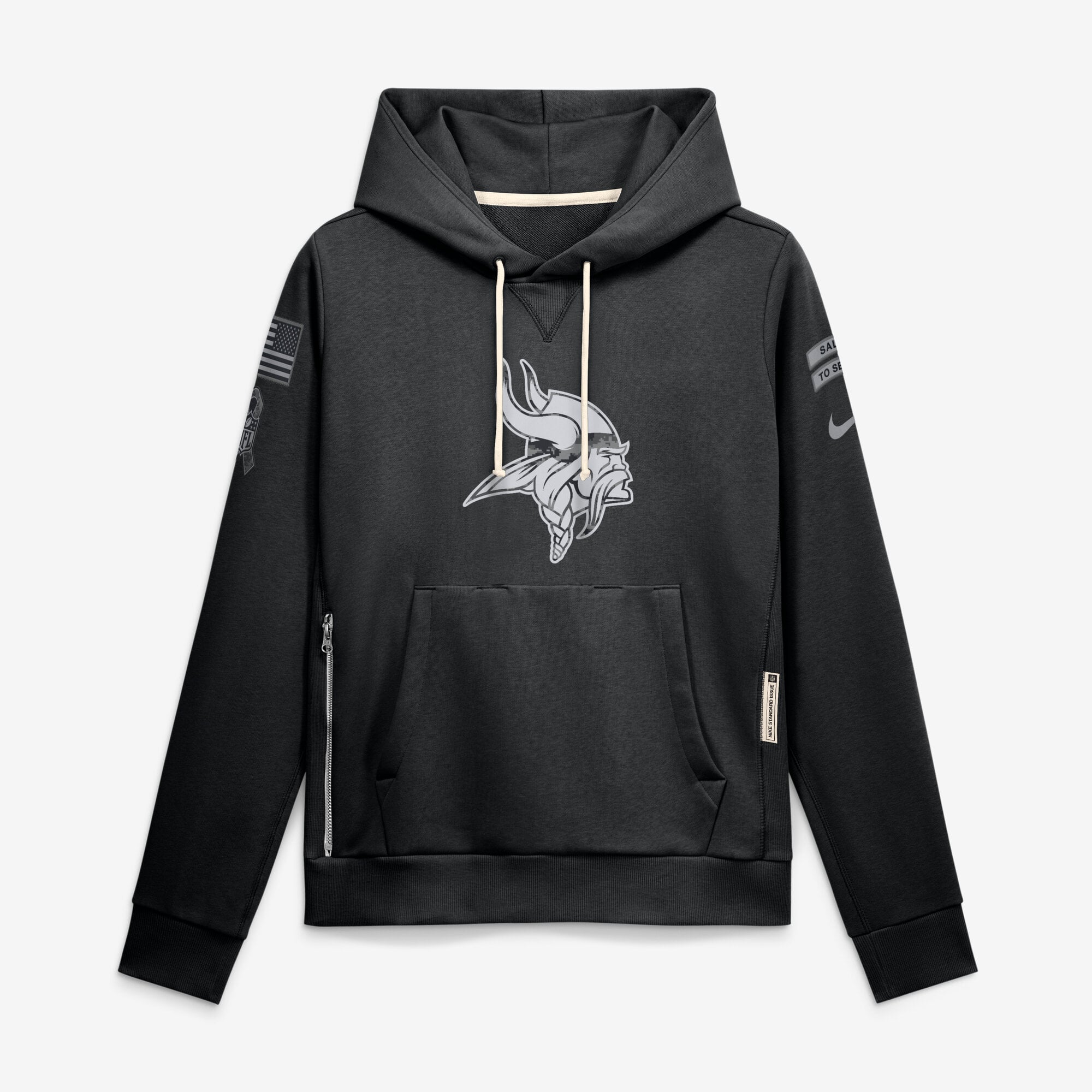 Women's Nike  Black Minnesota Vikings 2026 Salute to Service Sideline Dri-FIT Pullover Hoodie