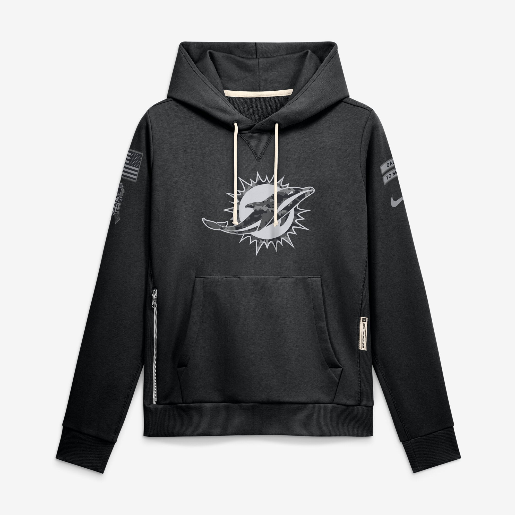 Women's Nike Black Miami Dolphins 2026 Salute to Service Sideline Dri-FIT Pullover Hoodie