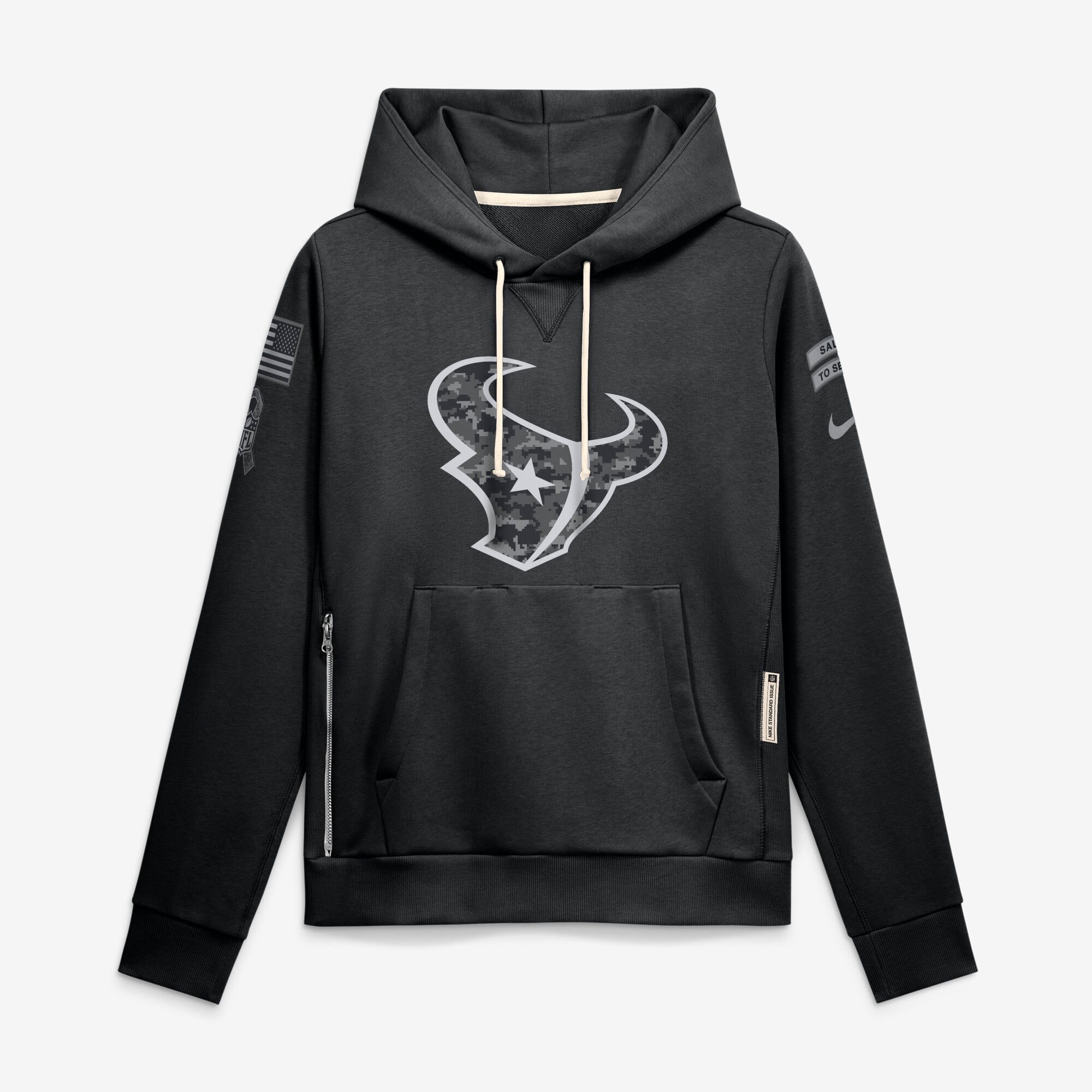 Women's Nike  Black Houston Texans 2026 Salute to Service Sideline Dri-FIT Pullover Hoodie