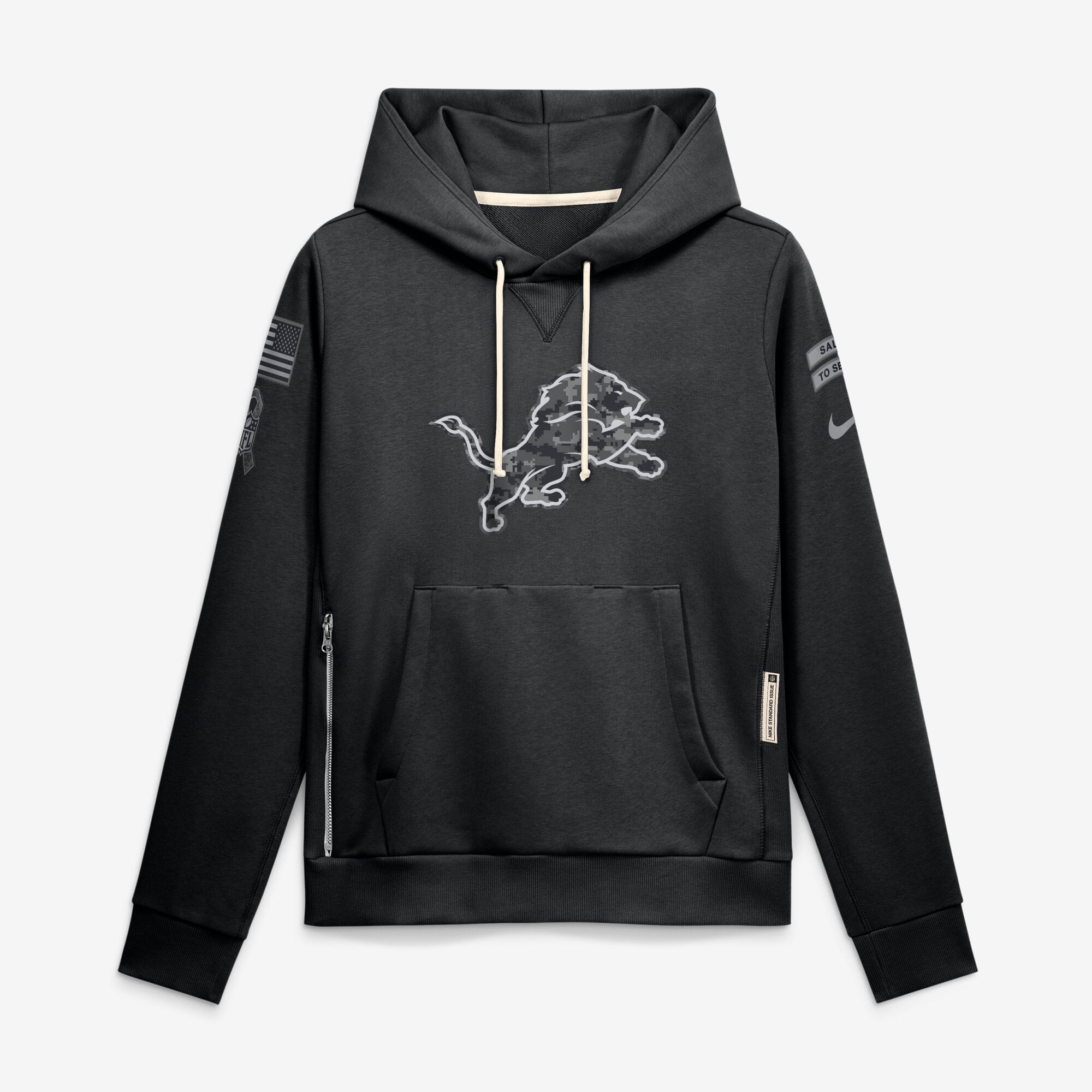 Women's Nike  Black Detroit Lions 2026 Salute to Service Sideline Dri-FIT Pullover Hoodie