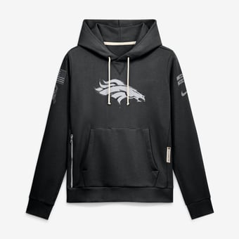 Women's Nike  Black Denver Broncos 2026 Salute to Service Sideline Dri-FIT Pullover Hoodie