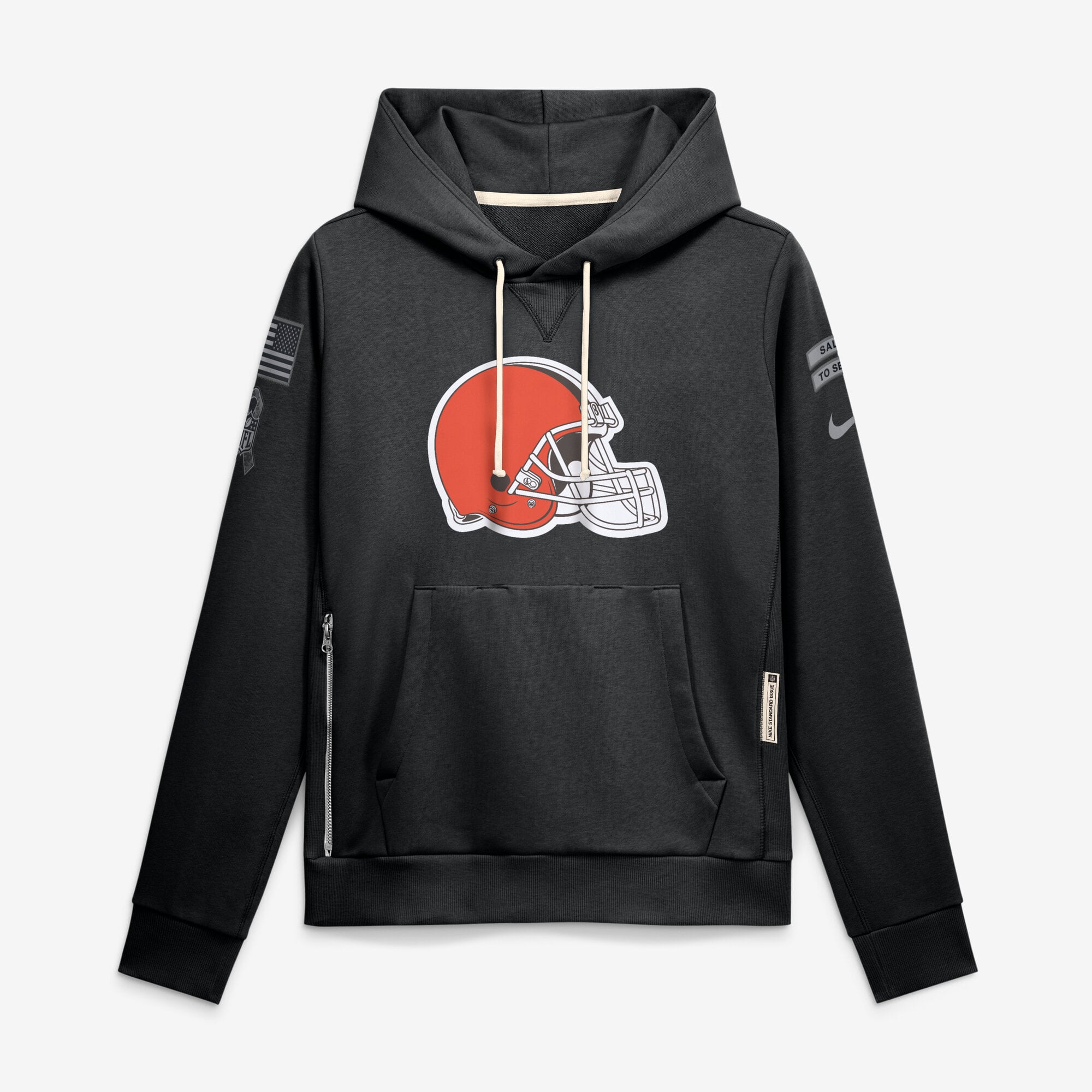 Women's Nike  Black Cleveland Browns 2026 Salute to Service Sideline Dri-FIT Pullover Hoodie