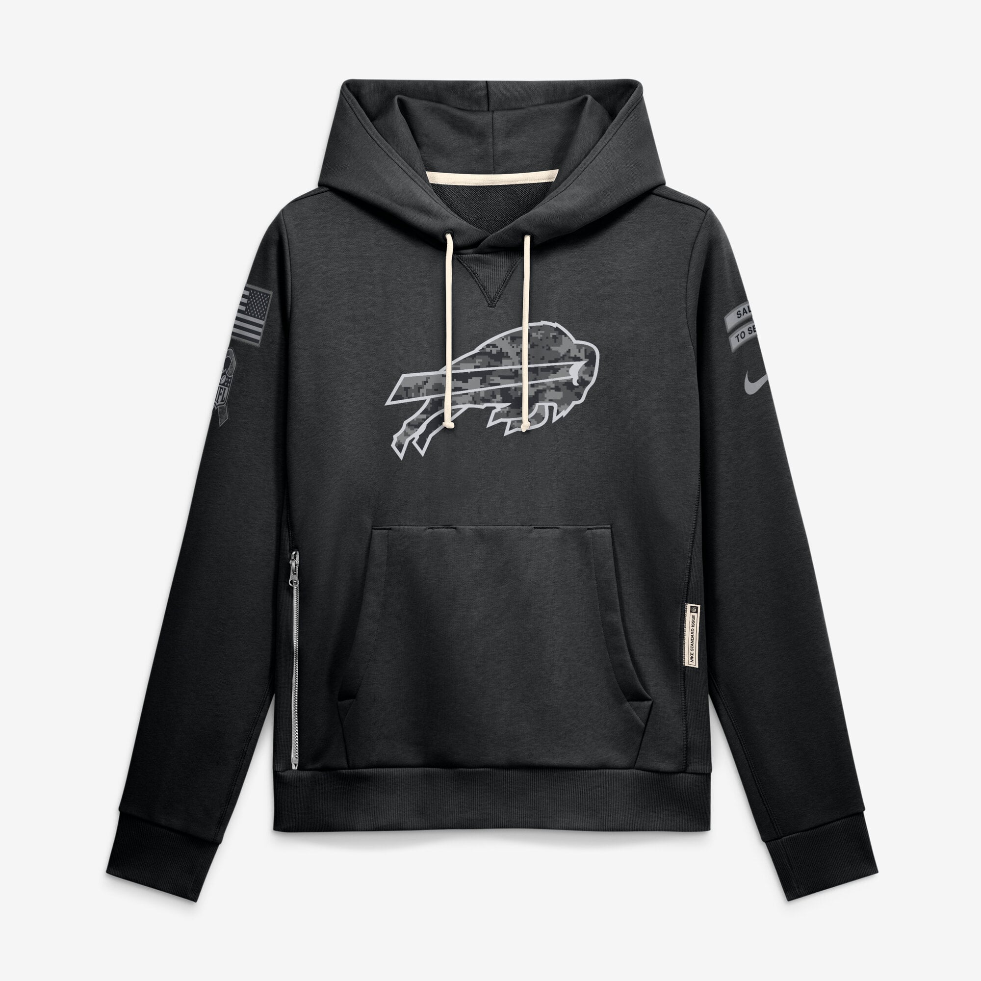 Women's Nike  Black Buffalo Bills 2026 Salute to Service Sideline Dri-FIT Pullover Hoodie
