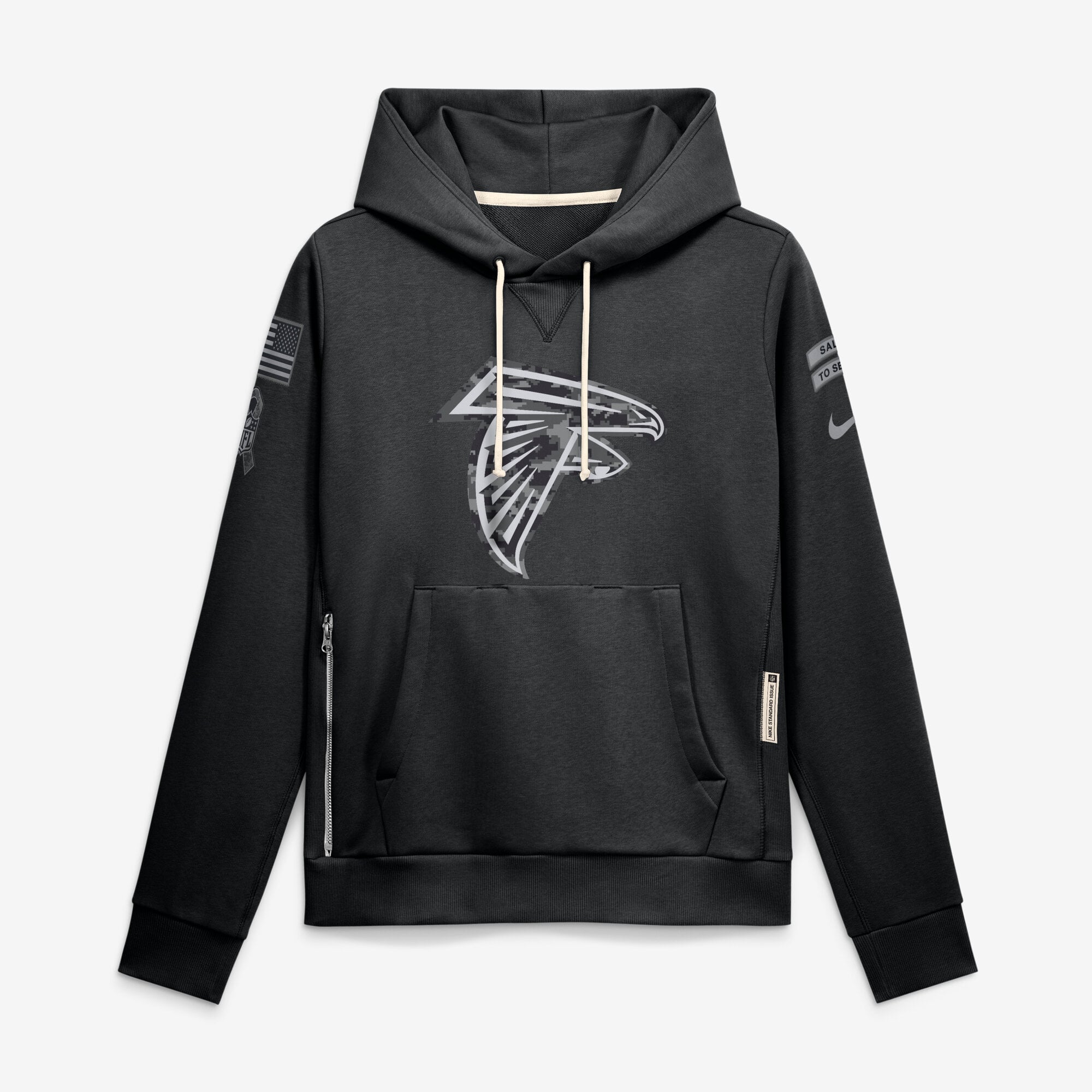Women's Nike Black Atlanta Falcons 2026 Salute to Service Sideline Dri-FIT Pullover Hoodie