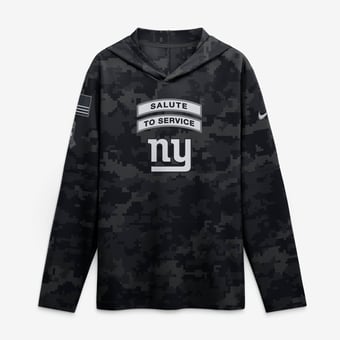 Men's Nike  Black New York Giants 2026 Salute to Service Sideline Lightweight Hooded Dri-FIT Long Sleeve Top