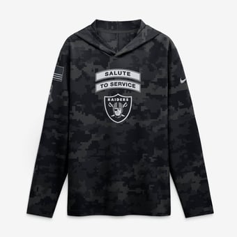 Men's Nike  Black Las Vegas Raiders 2026 Salute to Service Sideline Lightweight Hooded Dri-FIT Long Sleeve Top