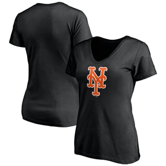 Women's Logo Athletic  Black New York Mets Official Logo Athletic V-Neck T-Shirt