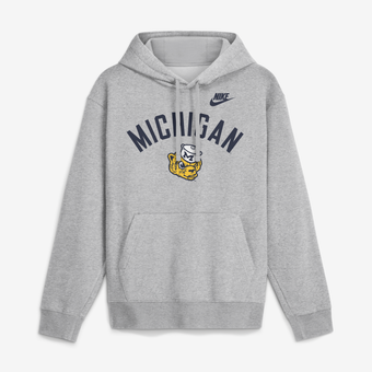 Men's Nike Heather Gray Michigan Wolverines Legacy Arch Club Hoodie