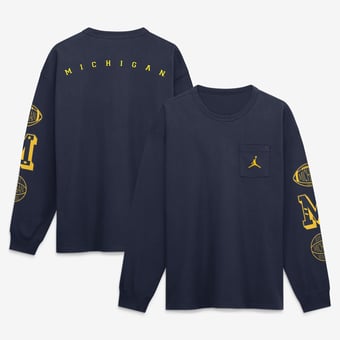 Men's Jordan Brand Navy Michigan Wolverines Academic Long Sleeve Pocket T-Shirt