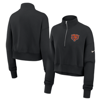 Women's Nike Black Chicago Bears Legacy Phoenix Fleece Cropped Half-Zip Sweatshirt