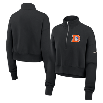 Women's Nike Denver Broncos Legacy Phoenix Fleece Cropped Half-Zip Sweatshirt