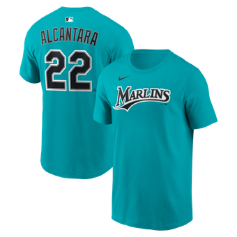 Name & Number T-Shirt Nike Sandy Alcantara Teal Miami Marlins Name & Number T-Shirt