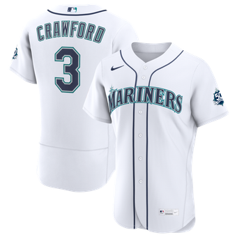 Men's Nike J.P. Crawford White Seattle Mariners Home 50th Season Authentic Jersey