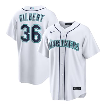 Men's Nike Logan Gilbert White Seattle Mariners Home Replica Jersey