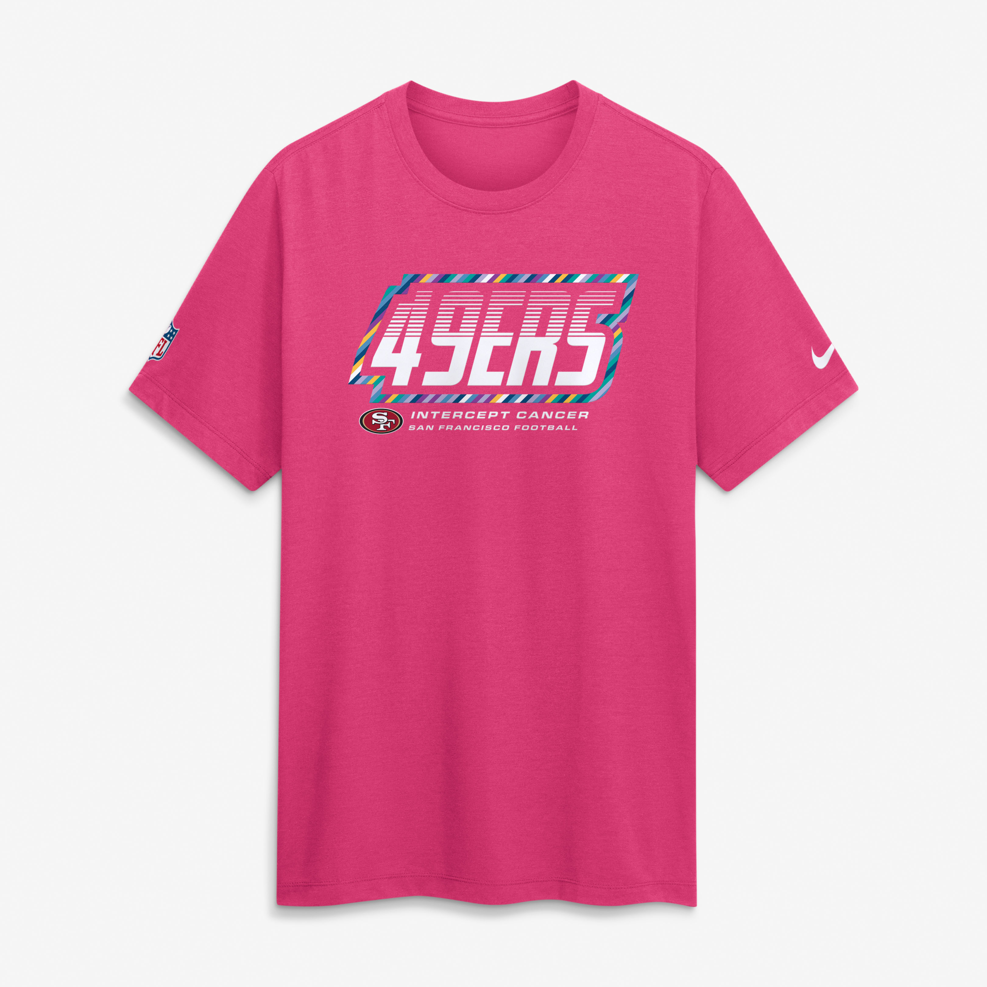 San Francisco 49ers Crucial Catch Sideline Nike Men's Dri-FIT NFL T-Shirt in Pink | 034J68XZUT-F9R