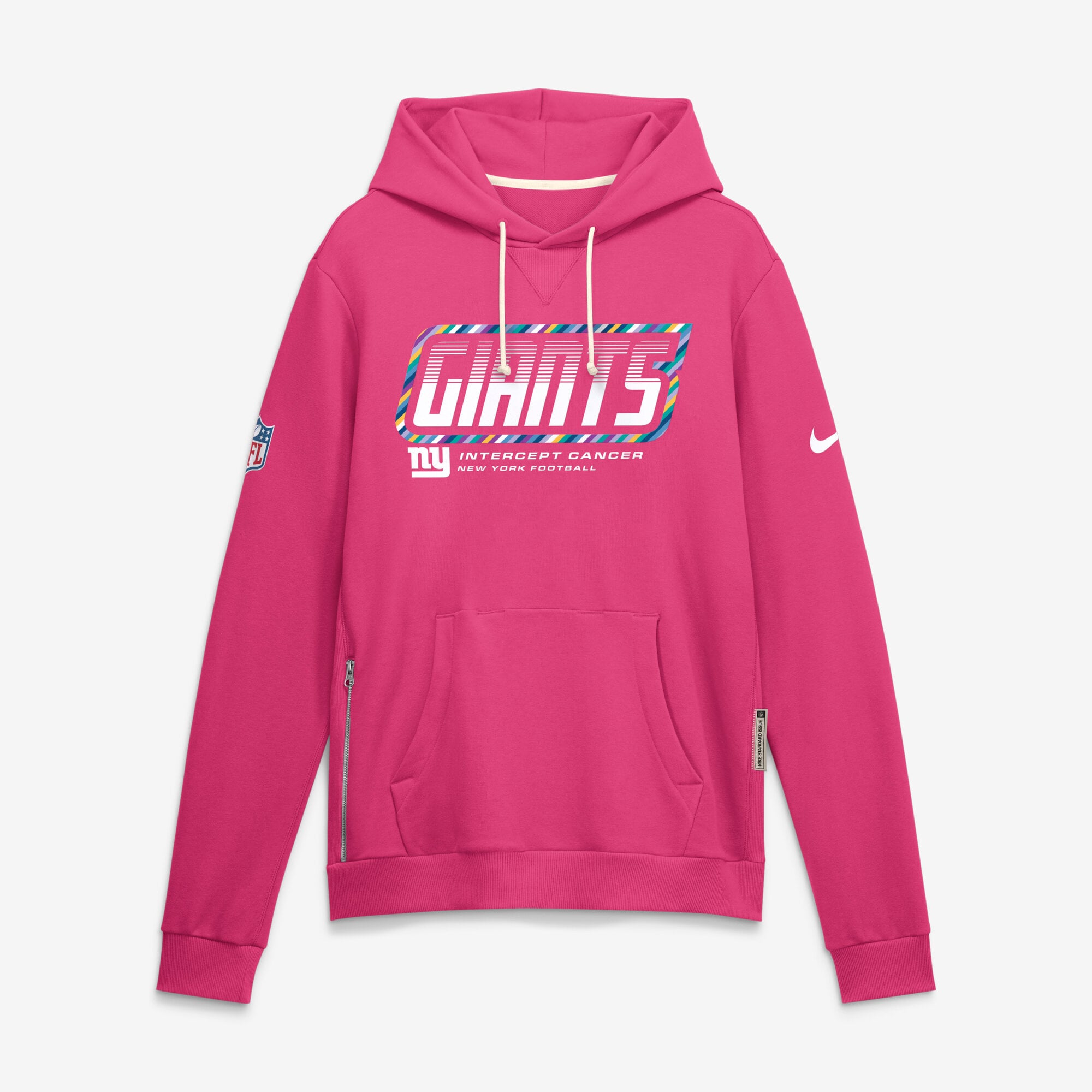 Sweat à capuche Nike rose pour homme, New York Giants 2026 NFL Crucial Catch Sideline Standard Issue Dri-FIT
