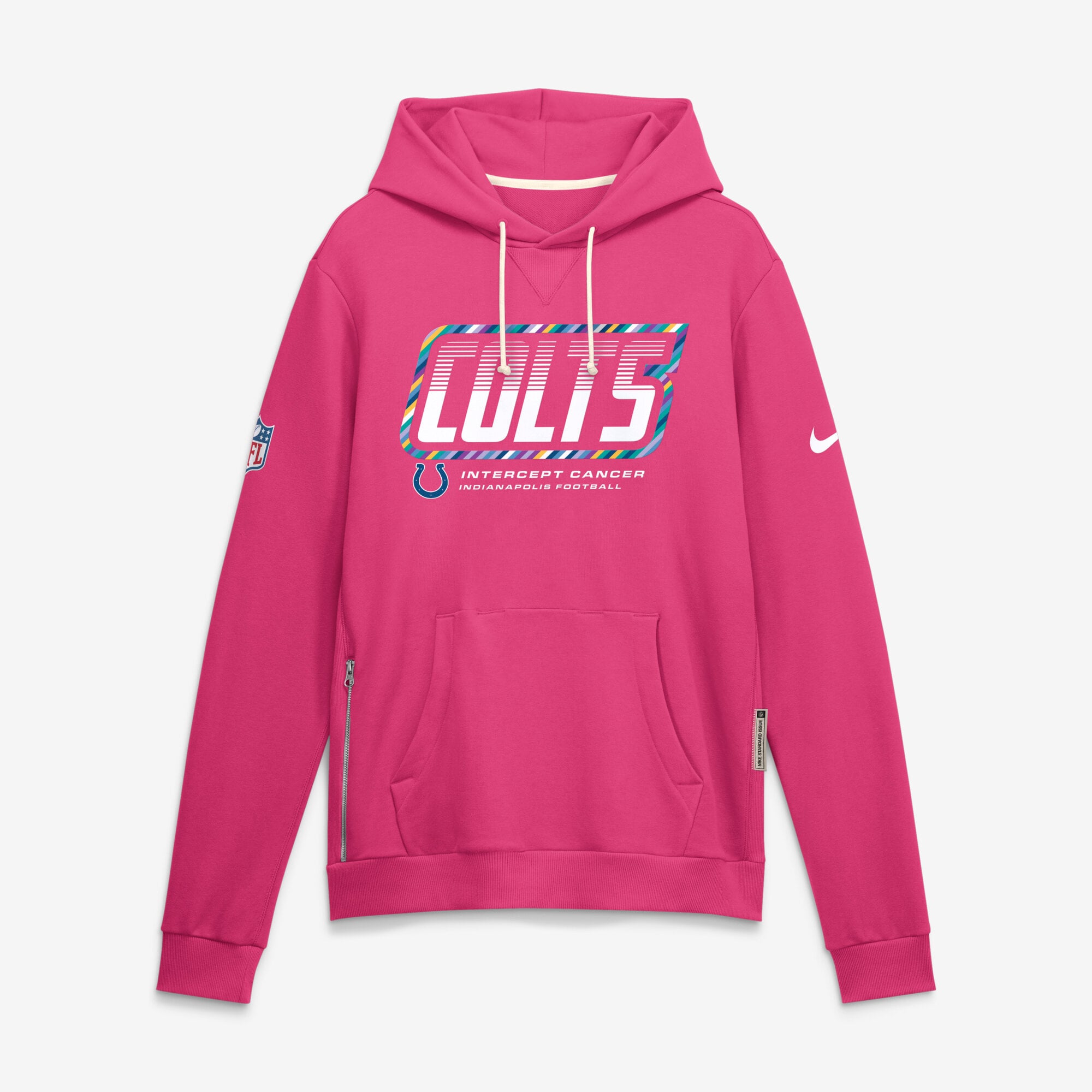 Sweat à capuche Nike rose pour homme, Indianapolis Colts 2026 NFL Crucial Catch Sideline Standard Issue Dri-FIT