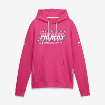 Men's Nike Pink Green Bay Packers 2026 NFL Crucial Catch Sideline Standard Issue Dri-FIT Pullover Hoodie