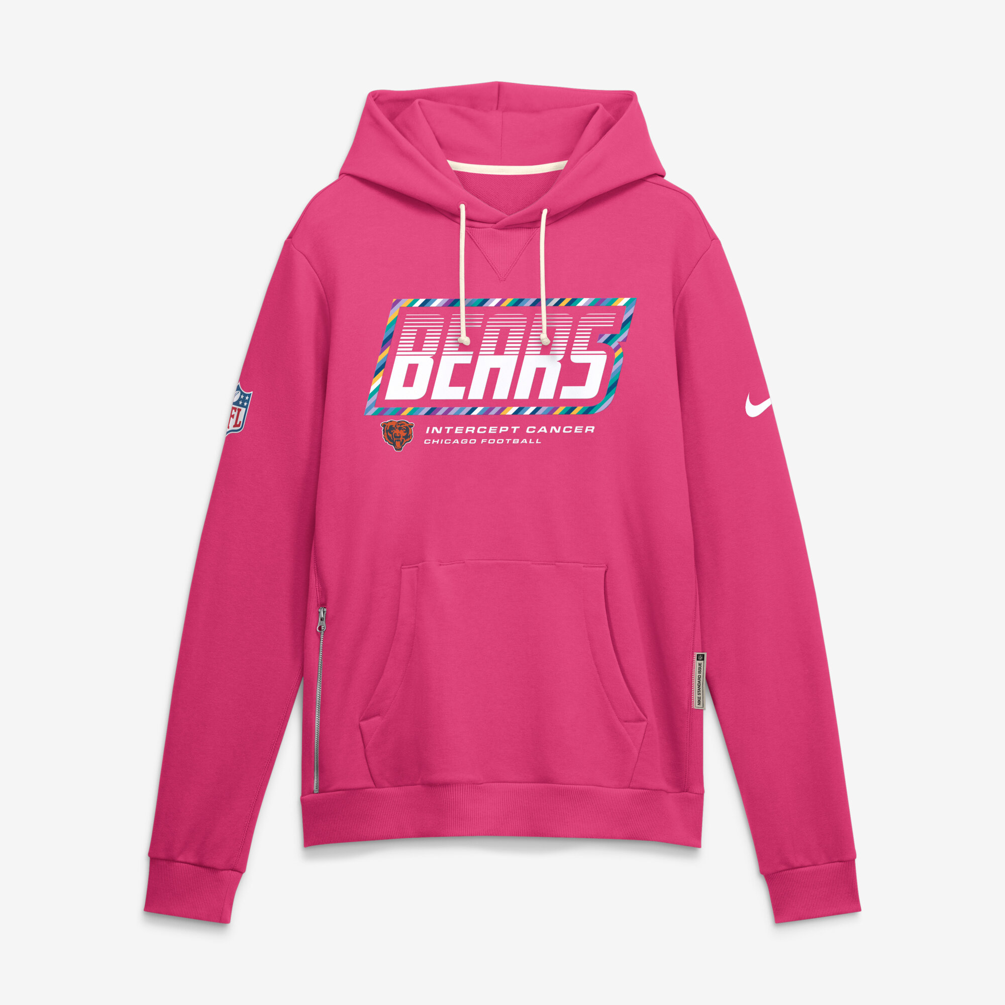 Men's Nike Pink Chicago Bears 2026 NFL Crucial Catch Sideline Standard Issue Dri-FIT Pullover Hoodie