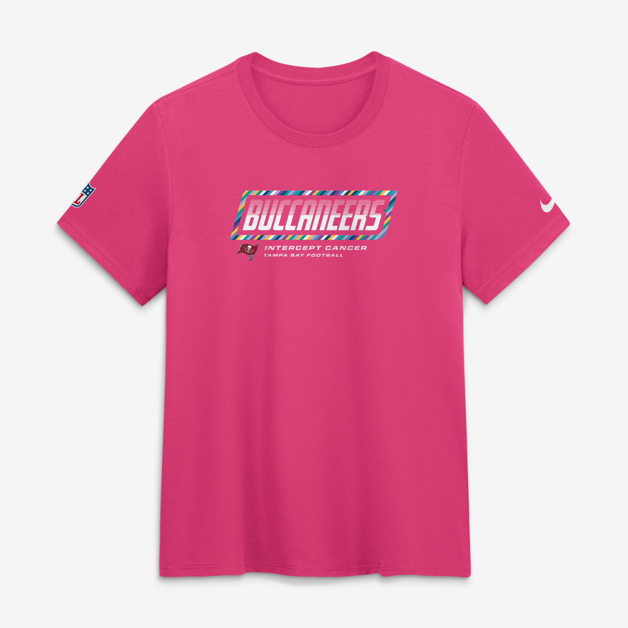 Camiseta Nike rosa para mujer de los Tampa Bay Buccaneers de la NFL 2026 Crucial Catch, de tejido tri-blend Dri-FIT.