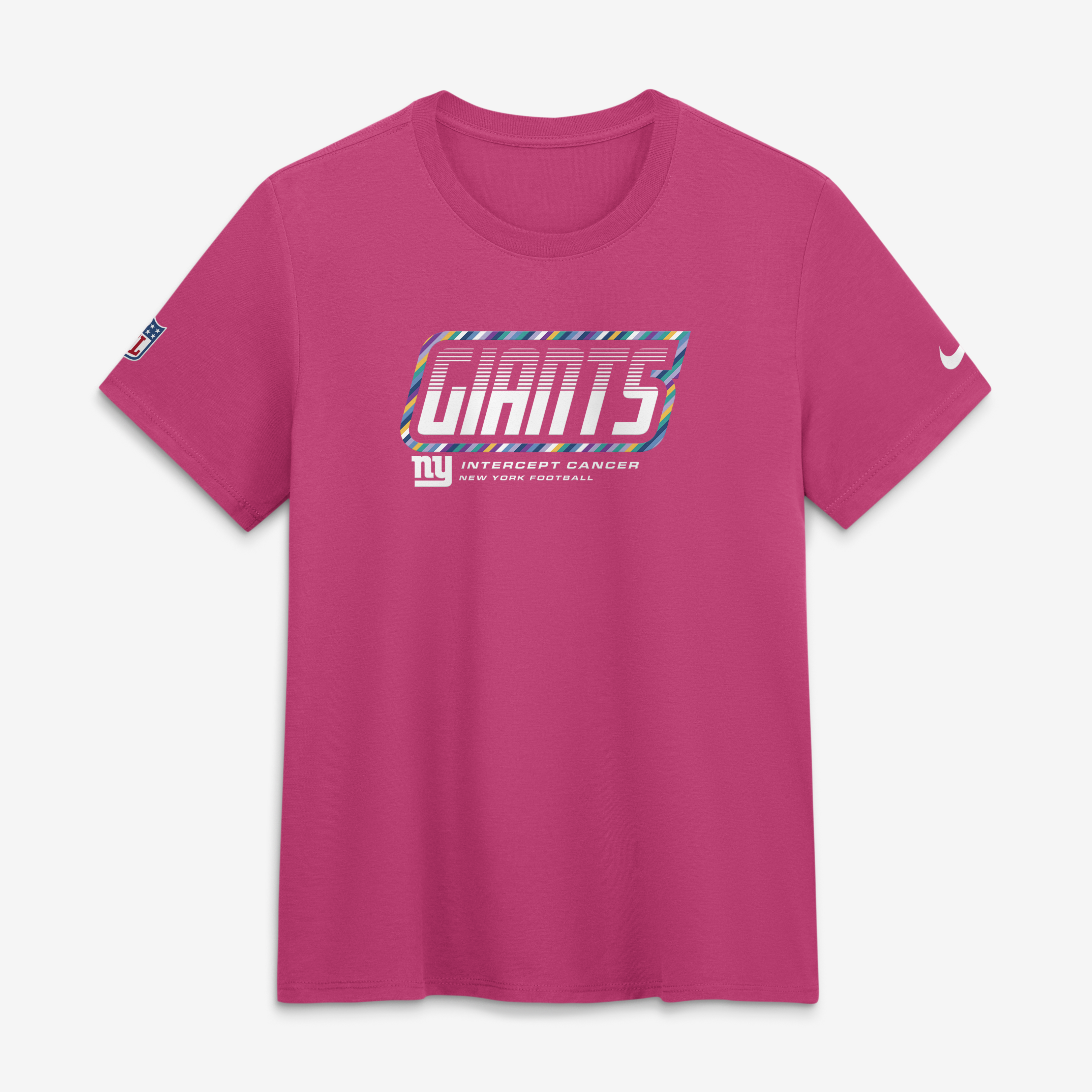 Women's Nike Pink New York Giants 2026 NFL Crucial Catch Tri-Blend Dri-FIT T-Shirt