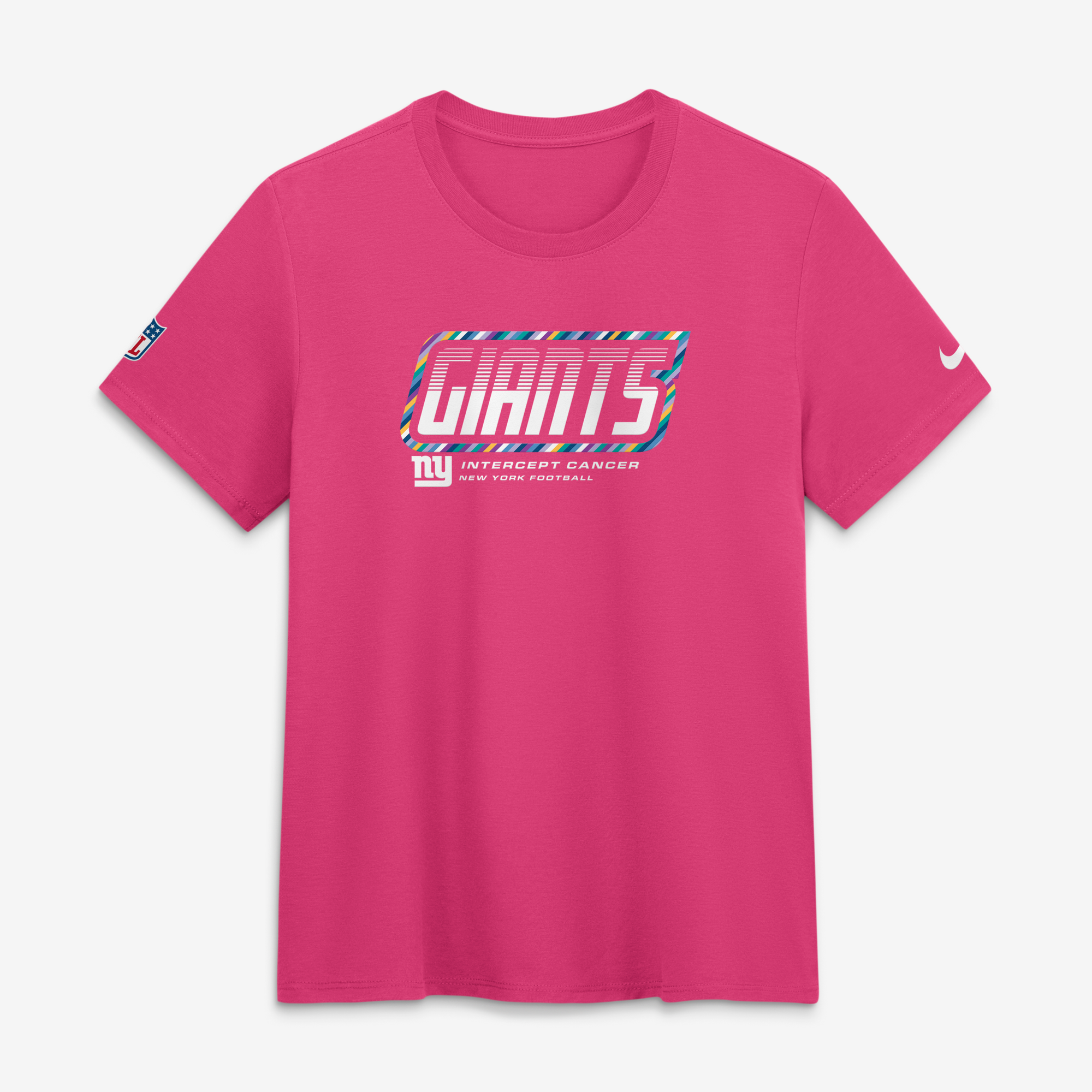 Women's Nike  Pink New York Giants 2026 NFL Crucial Catch Tri-Blend Dri-FIT T-Shirt