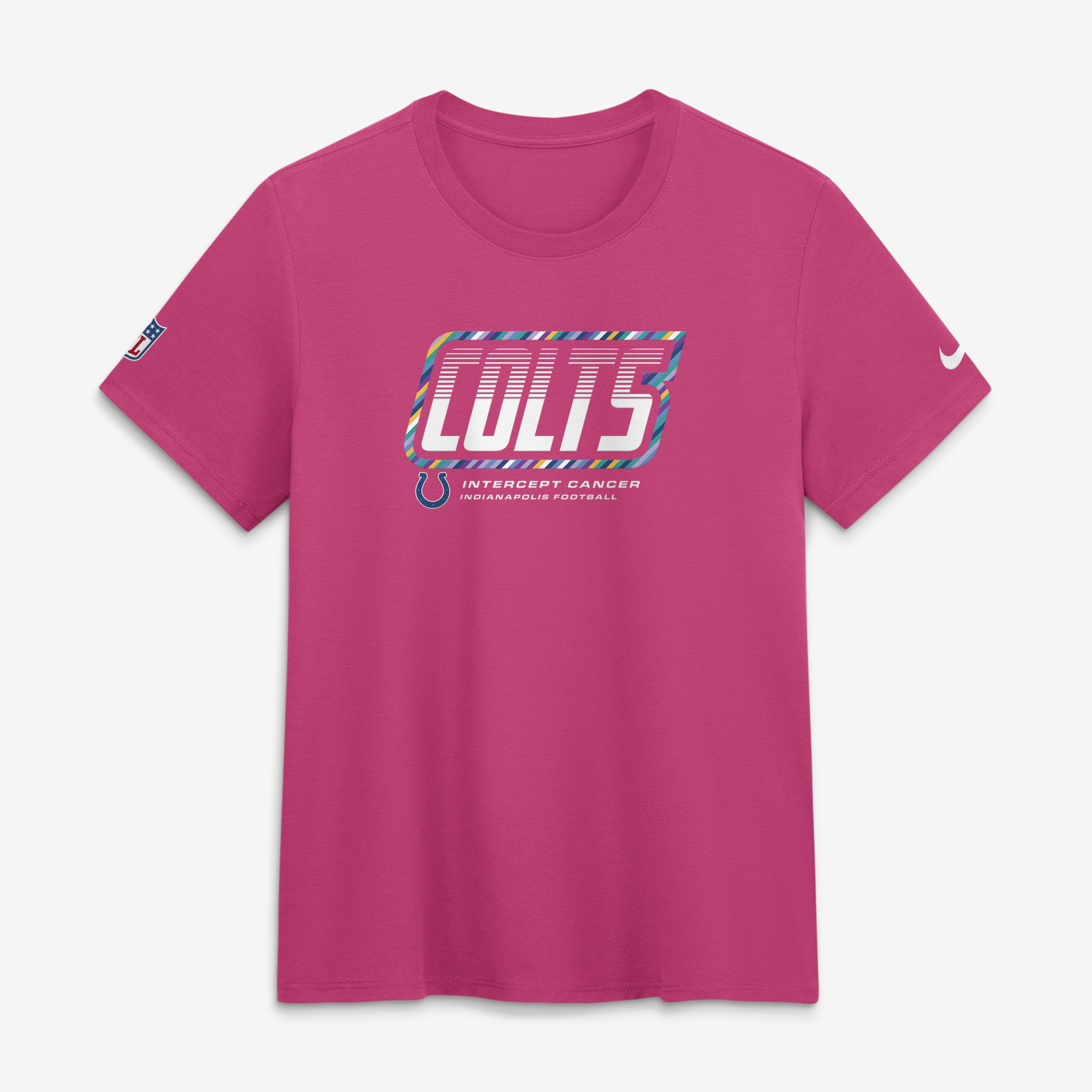 Women's Nike Pink Indianapolis Colts 2026 NFL Crucial Catch Tri-Blend Dri-FIT T-Shirt