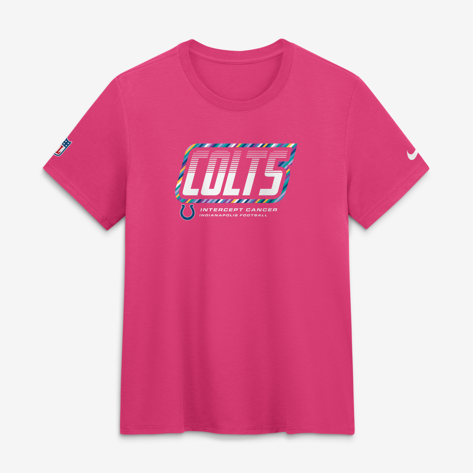 Camiseta Nike rosa para mujer de los Indianapolis Colts de la NFL 2026 Crucial Catch, de tejido tri-blend Dri-FIT.