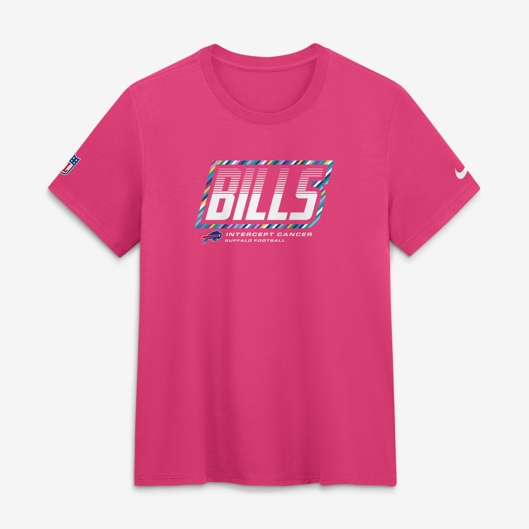 Camiseta Nike rosa para mujer de los Buffalo Bills de la NFL 2026 Crucial Catch, de tejido tri-blend Dri-FIT.