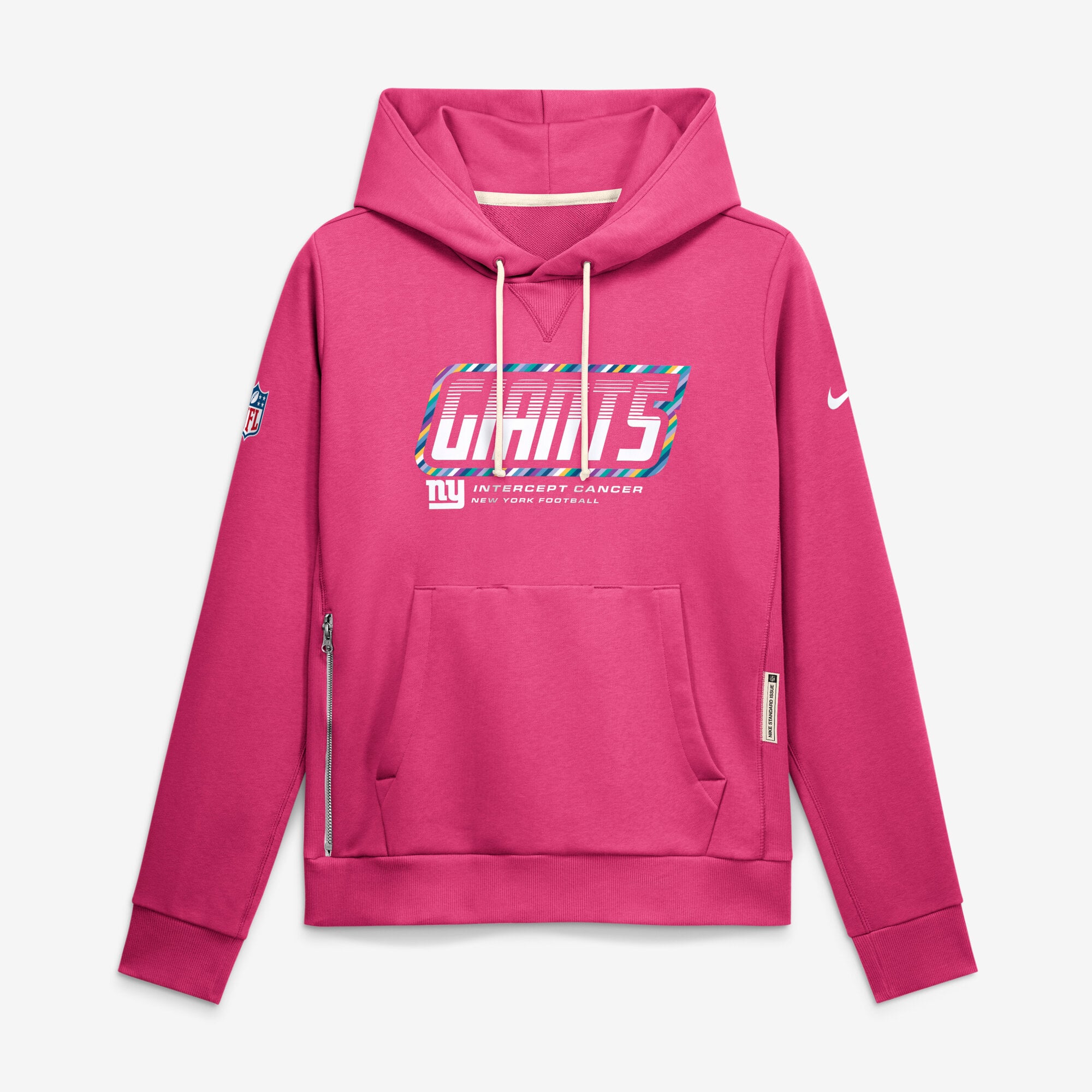 Women's Nike Pink New York Giants 2026 NFL Crucial Catch Sideline Standard Issue Dri-FIT Pullover Hoodie
