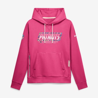 Women's Nike  Pink New England Patriots 2026 NFL Crucial Catch Sideline Standard Issue Dri-FIT Pullover Hoodie