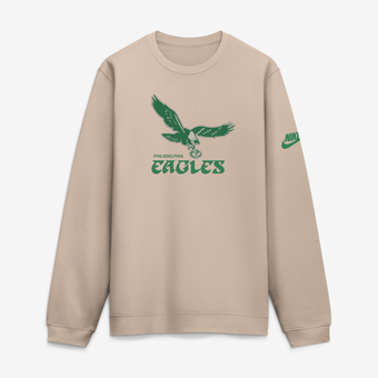 Men's Nike Sand Philadelphia Eagles I-Formation Rewind Club Crew Sweatshirt