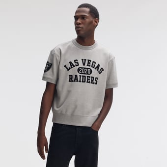 Fanatics Heather Gray Las Vegas Raiders IconicFleece Short Sleeve Sweatshirt